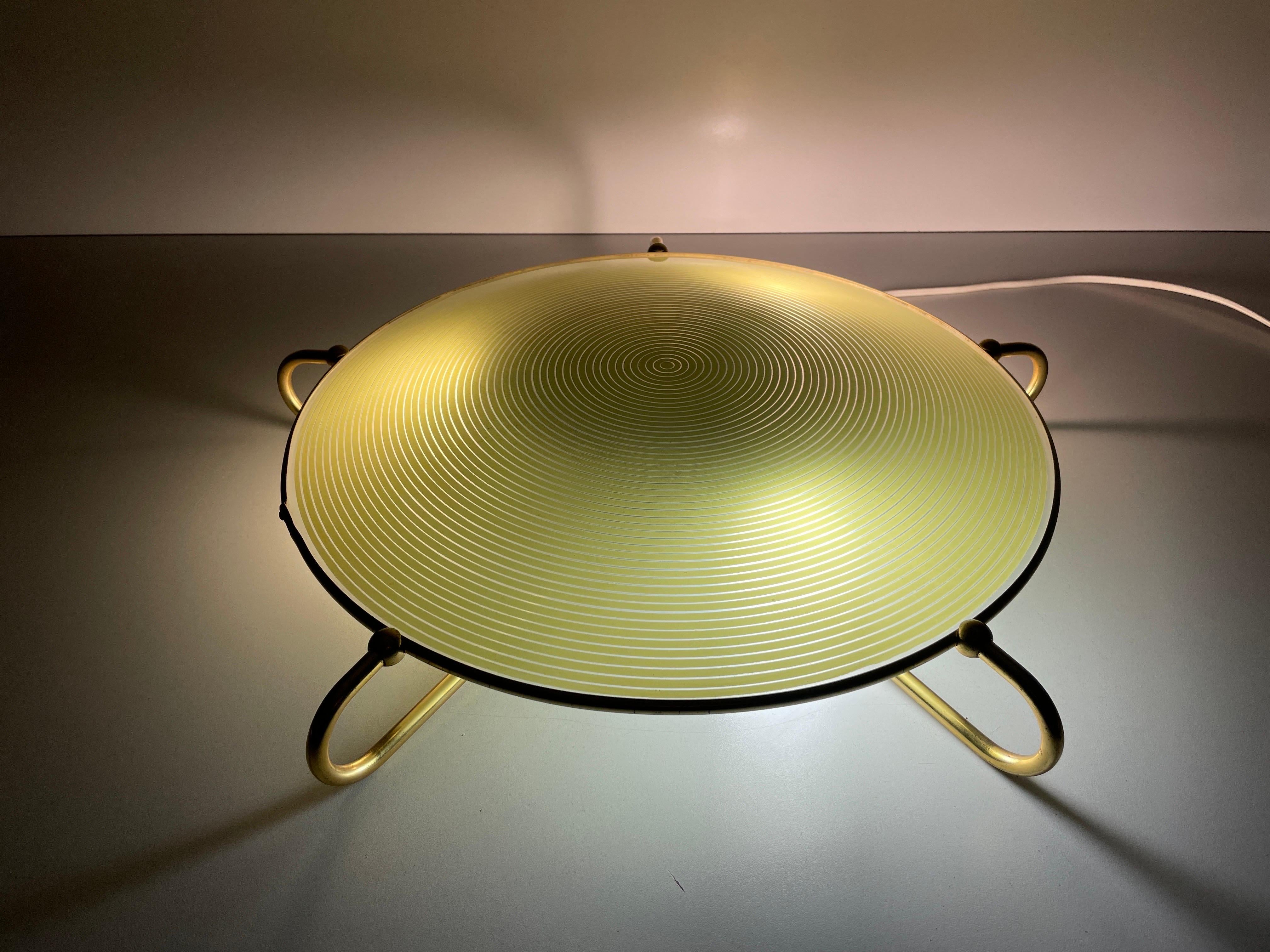 Mid-century Green Glass Ceiling Lamp with Metal Frame by Erco, 1950s, Germany For Sale 3