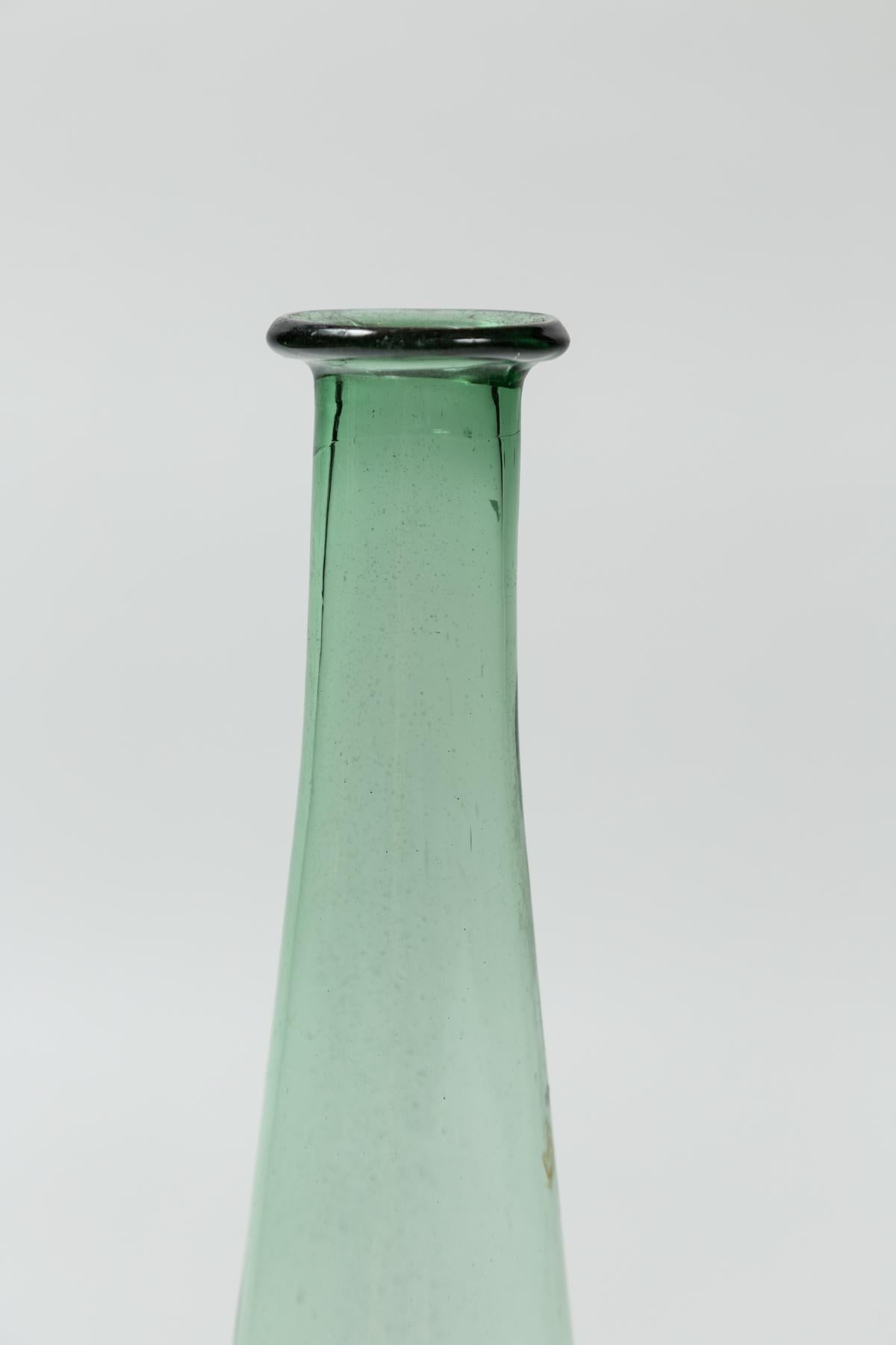 Mid-Century Modern Mid-Century Green Glass Decanter, Empoli, Italy For Sale
