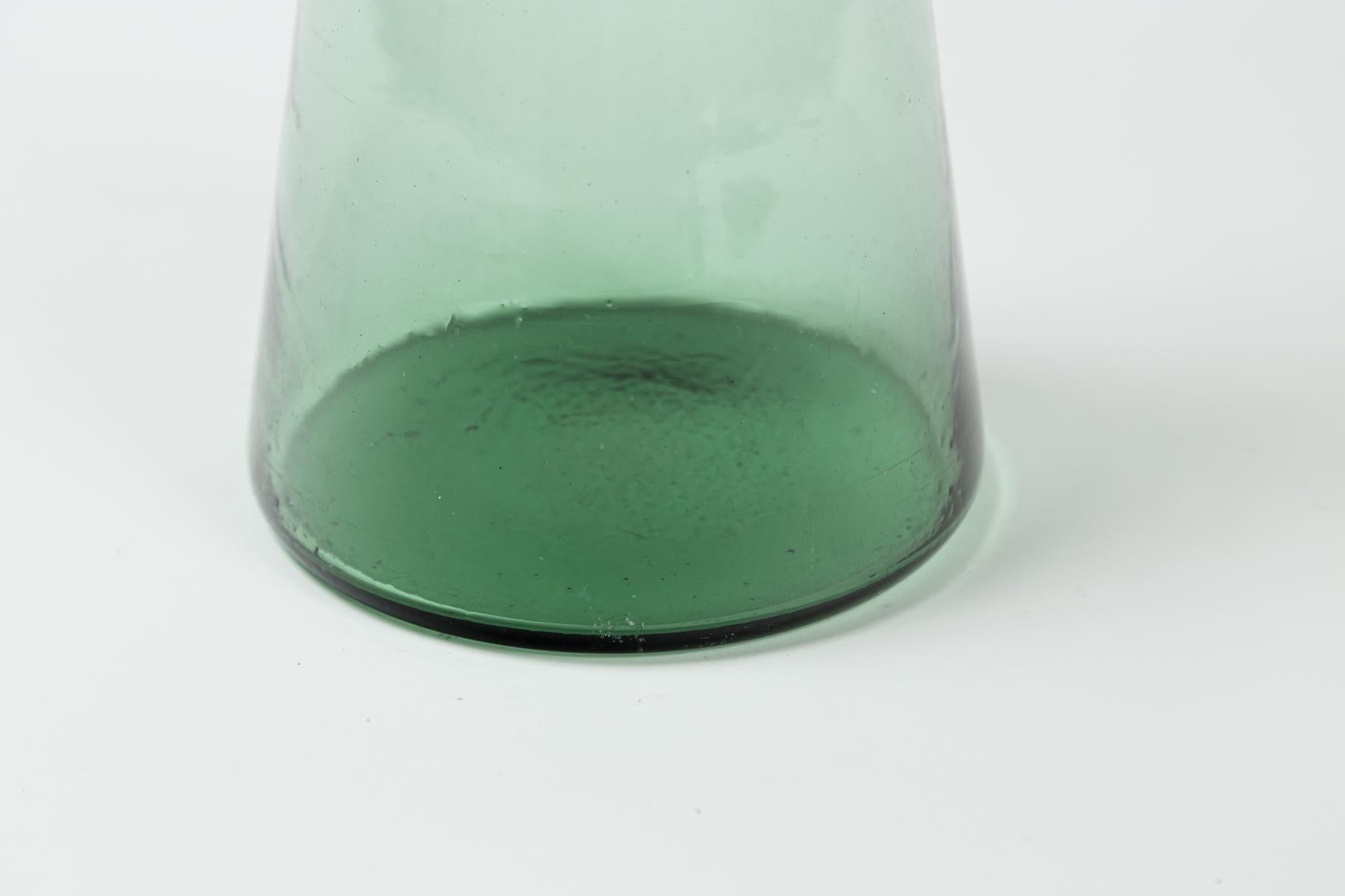 Italian Mid-Century Green Glass Decanter, Empoli, Italy For Sale