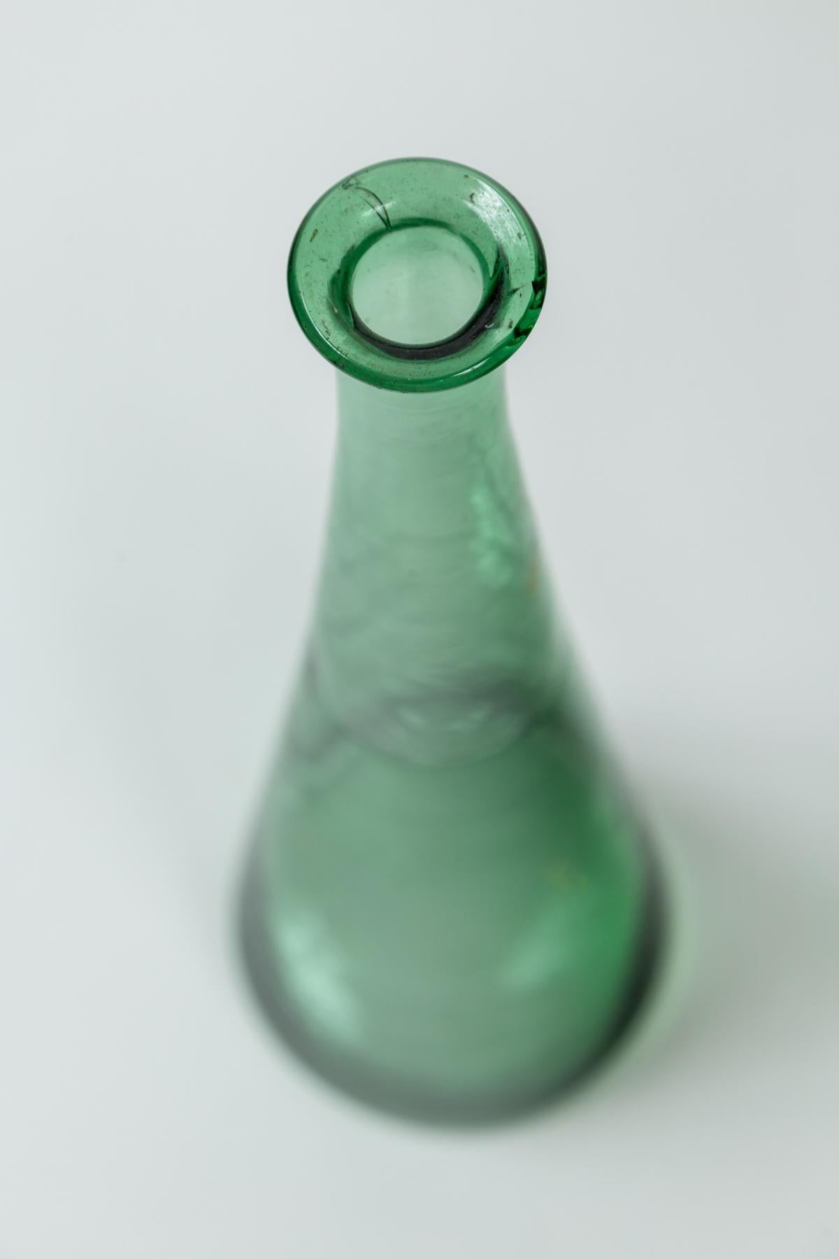 Mid-Century Green Glass Decanter, Empoli, Italy For Sale 1