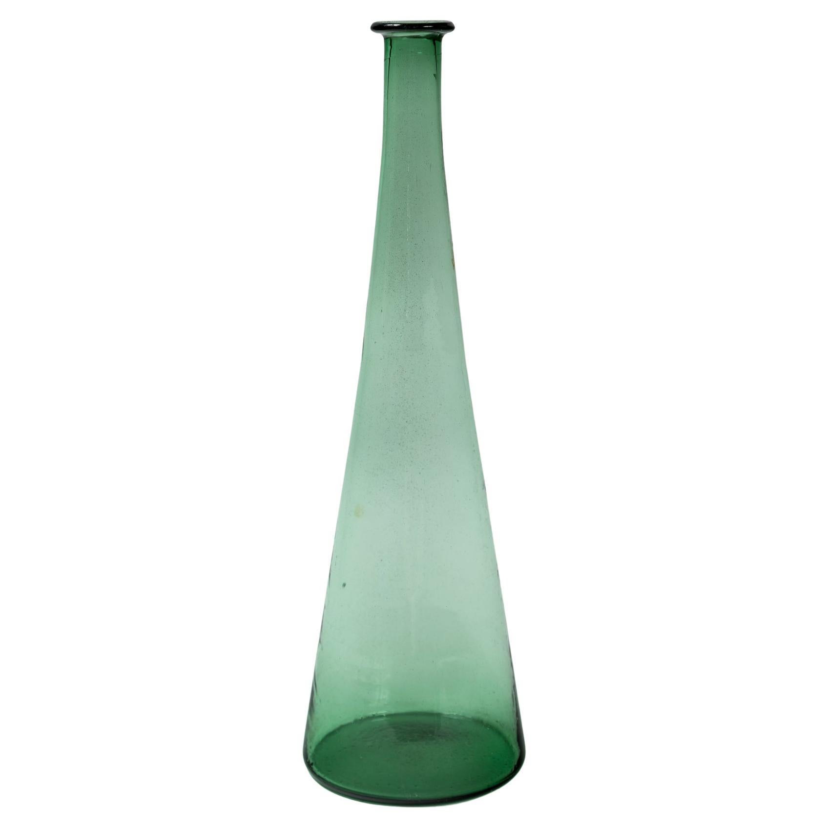 Mid-Century Green Glass Decanter, Empoli, Italy For Sale