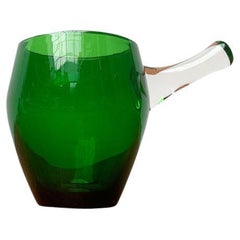 Mid-Century Green Glass Sarvituoppi Bowl with Handle by Sirkku Kumela, 1960s