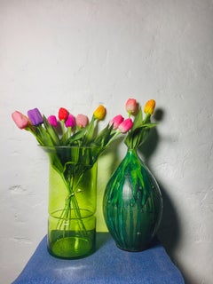 Mid-Century Green Clear Glass Table Vase, 1960s