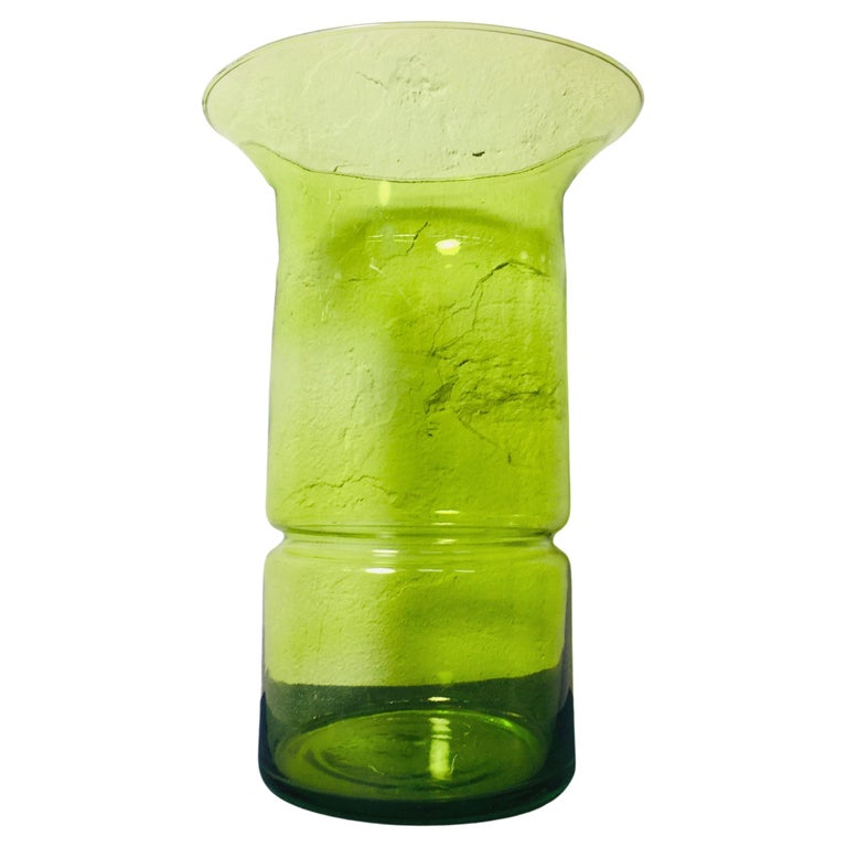Midcentury Green Glass Vase, 1960s For Sale at 1stDibs
