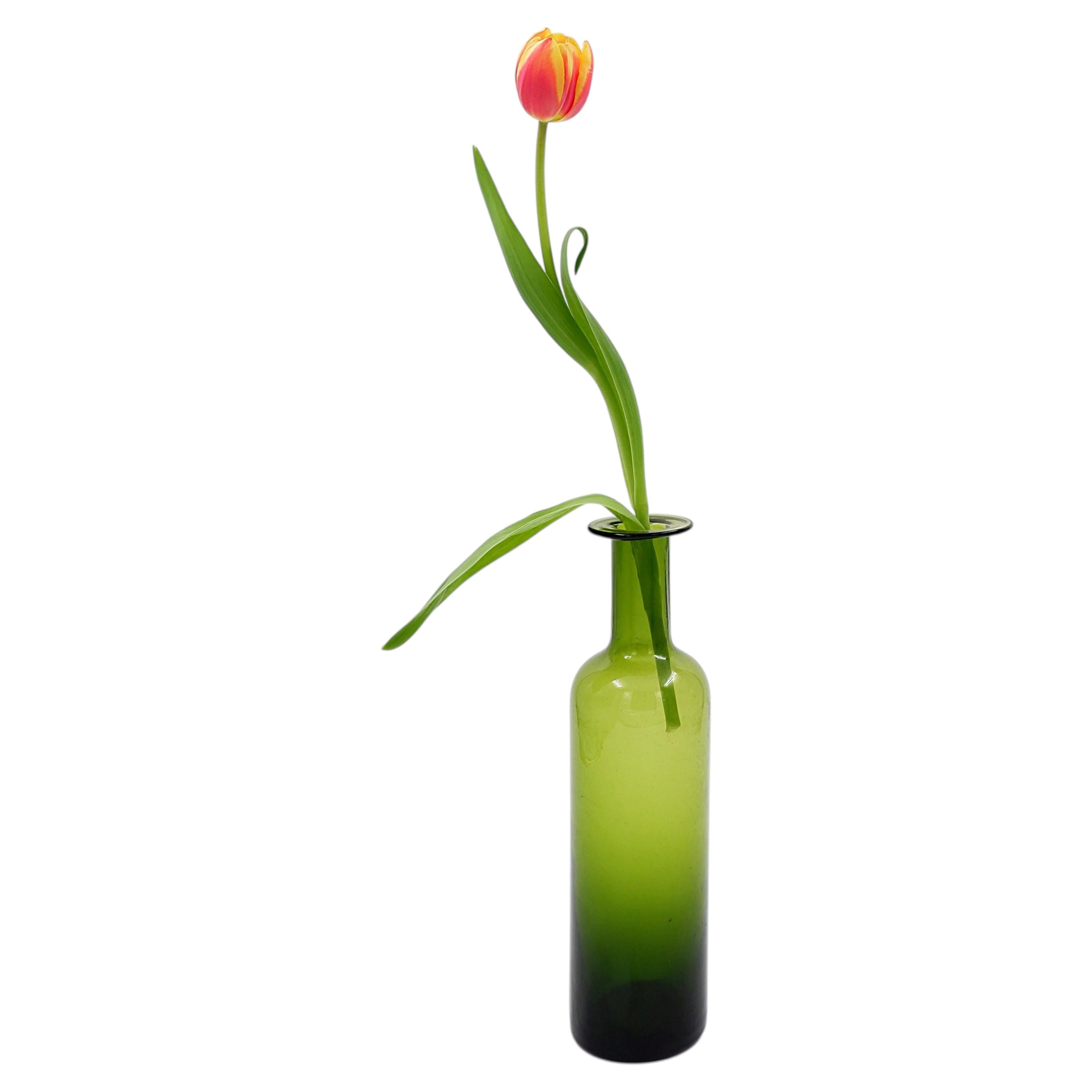 Mid-Century Green glass vase / bottle Nanny Still Style For Sale