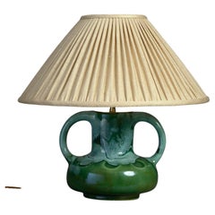 Mid-Century Green Glazed Art Vase Lamp