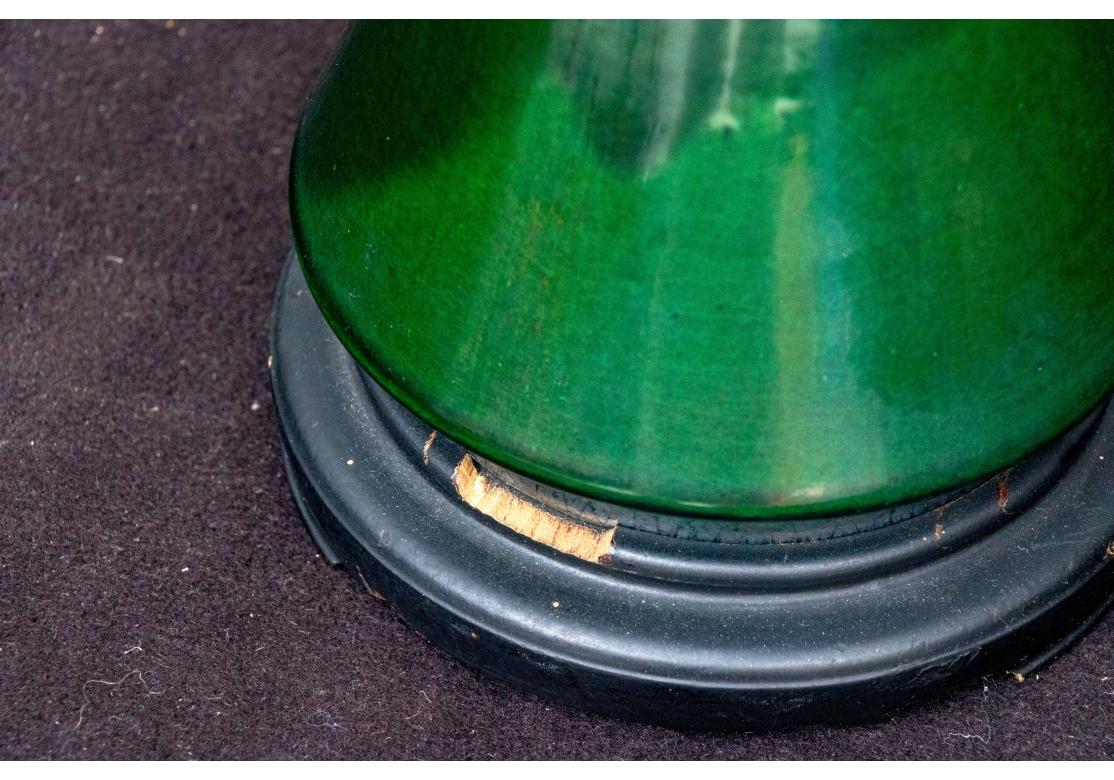 Mid Century Green Glazed Gu Form Vase Mounted As A Table Lamp For Sale 4