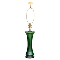 Mid Century Green Glazed Gu Form Vase Mounted As A Table Lamp
