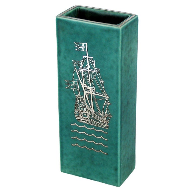 MidCentury Green Gustavsberg Argenta Vase from Sweden at 1stDibs