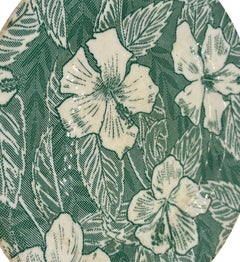 Mid-Century Green Hawaiian Hibiscus Dinner Plate by TEPCO Wallace China