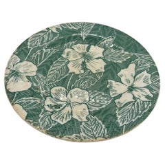 Mid-Century Green Hawaiian Hibiscus Dinner Plate by TEPCO Wallace China