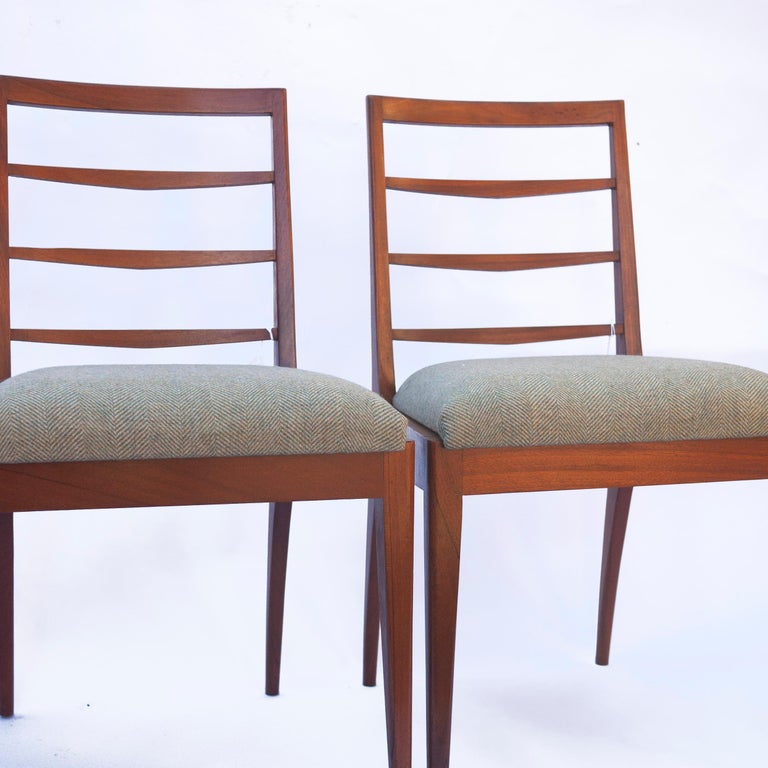 Midcentury Green Herringbone Upholstered Teak Dining Chairs from McIntosh, 1960 For Sale at 1stDibs