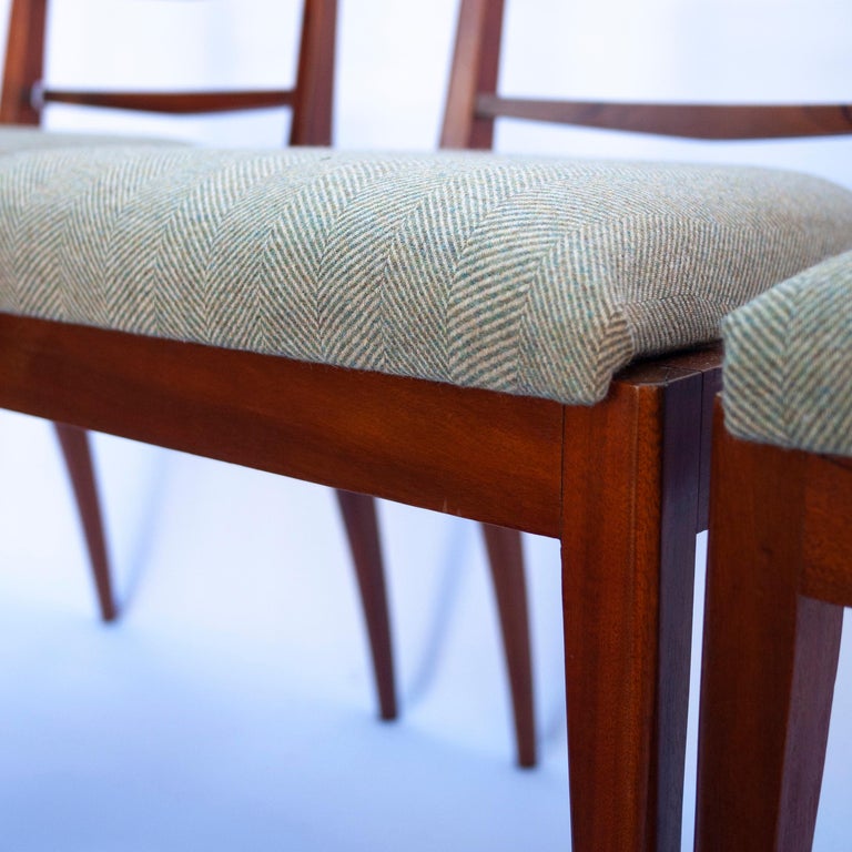 Midcentury Green Herringbone Upholstered Teak Dining Chairs from McIntosh, 1960 For Sale at 1stDibs