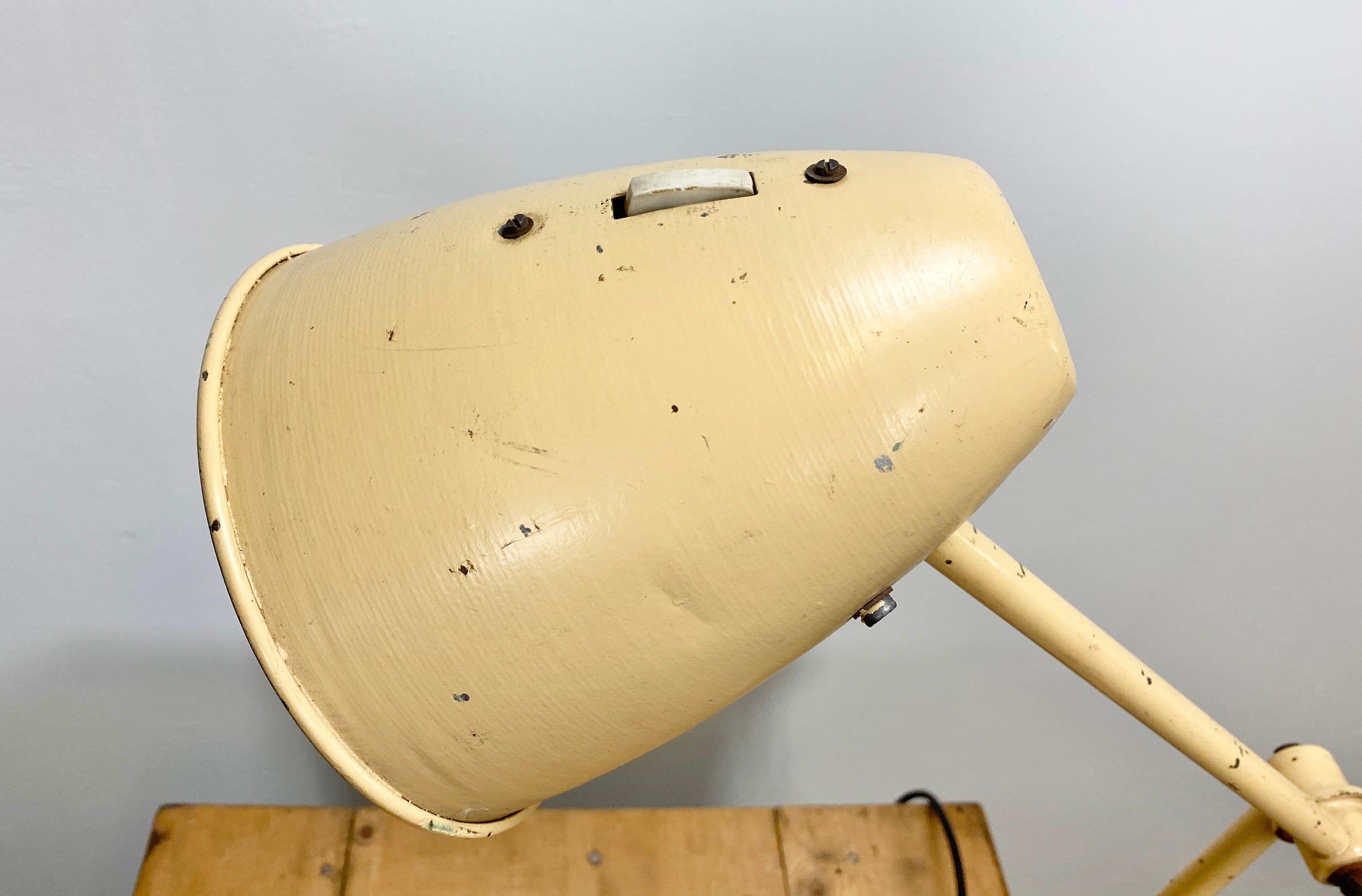 Czech Midcentury Beige Industrial Table Lamp, 1960s For Sale