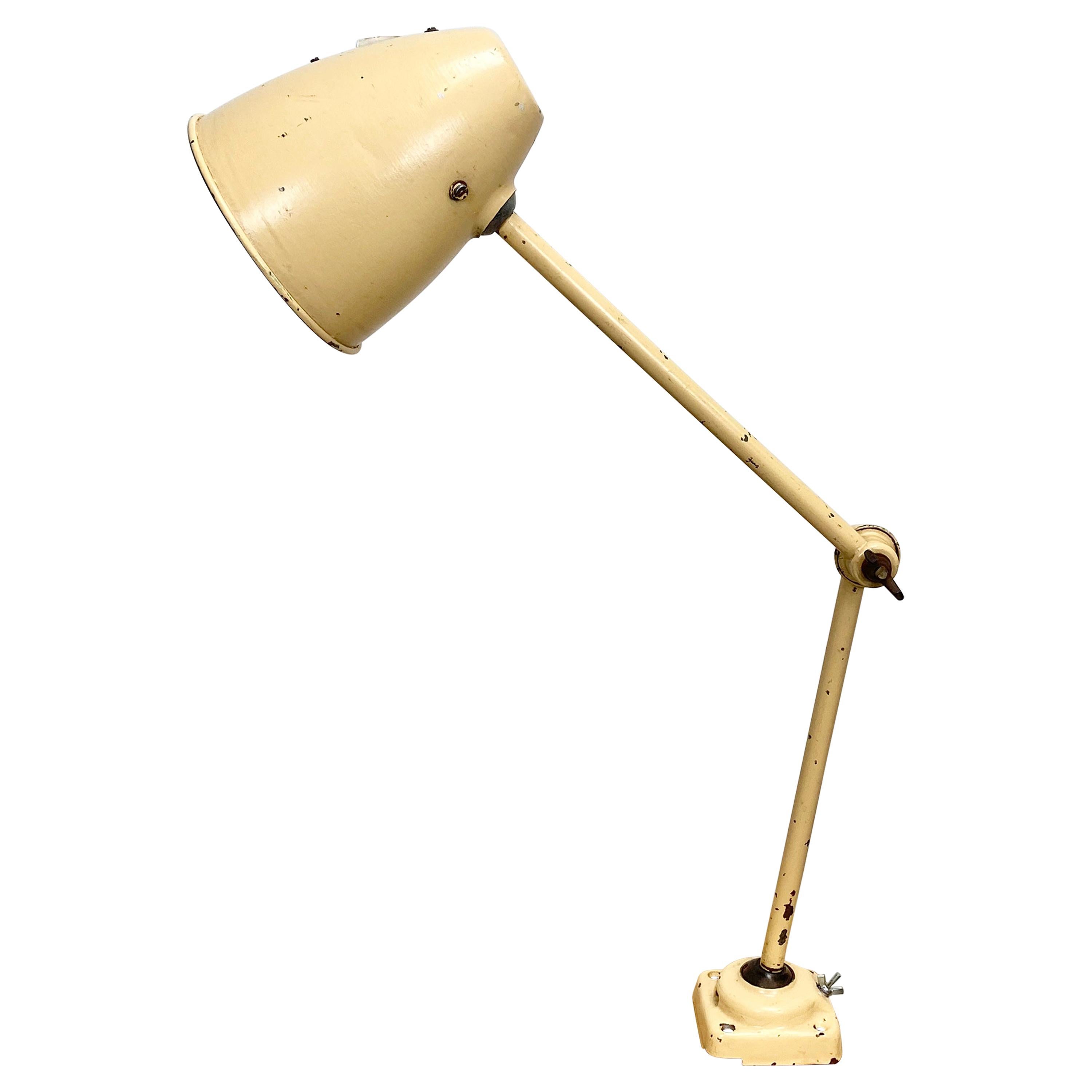 Midcentury Beige Industrial Table Lamp, 1960s For Sale