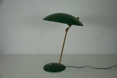 Mid-Century Green Italian Brass and Metal Table Lamp, 1960s