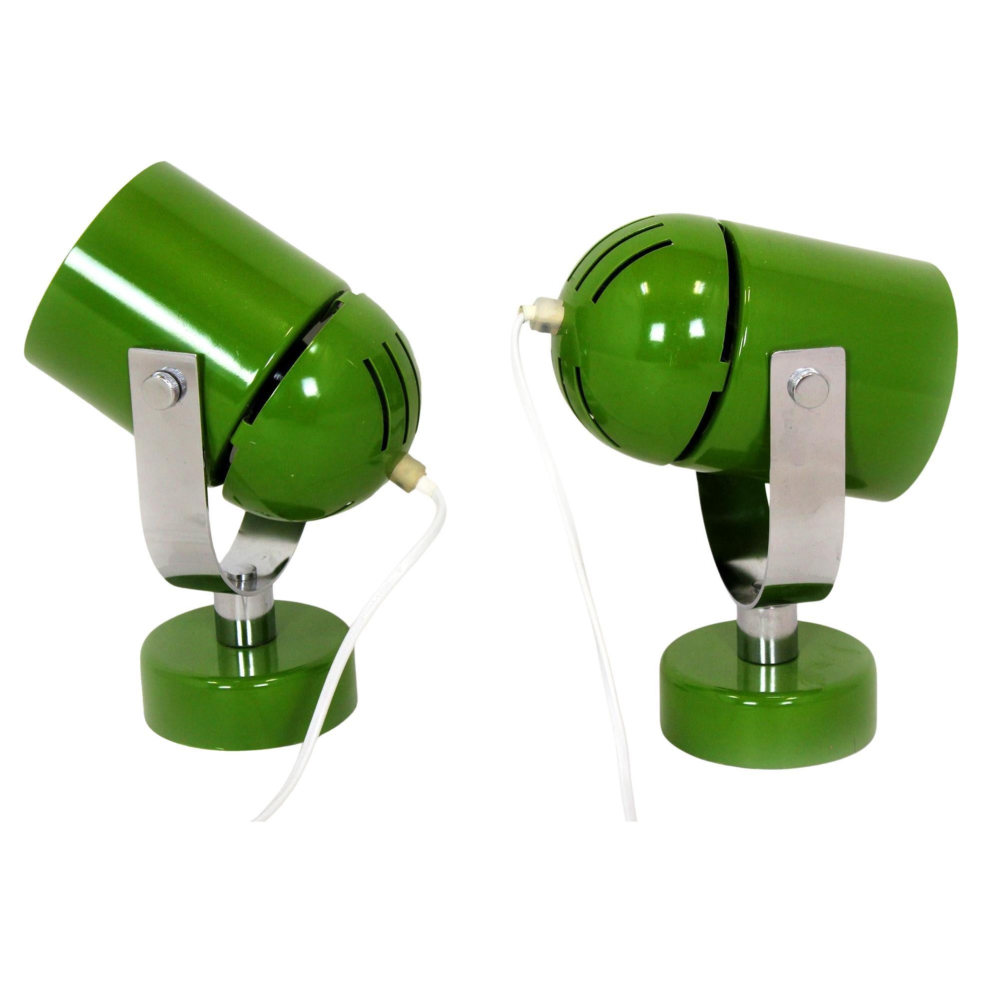 Mid-Century Green Lamps attributed to Stanislav Indra, 1970s, Set of 2
