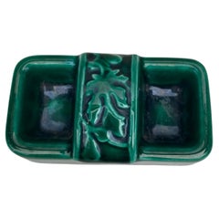 Mid-Century Green Majolica Salt Cellar Vallauris
