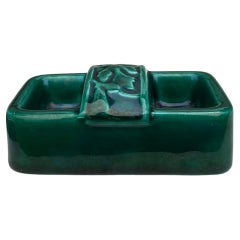 Mid-Century Green Majolica Salt Cellar Vallauris