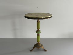 Mid-Century Green Marble and Brass Base Side Table, 1960s, Italy