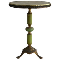 Mid-Century Green Marble and Brass Base Side Table, 1960s, Italy