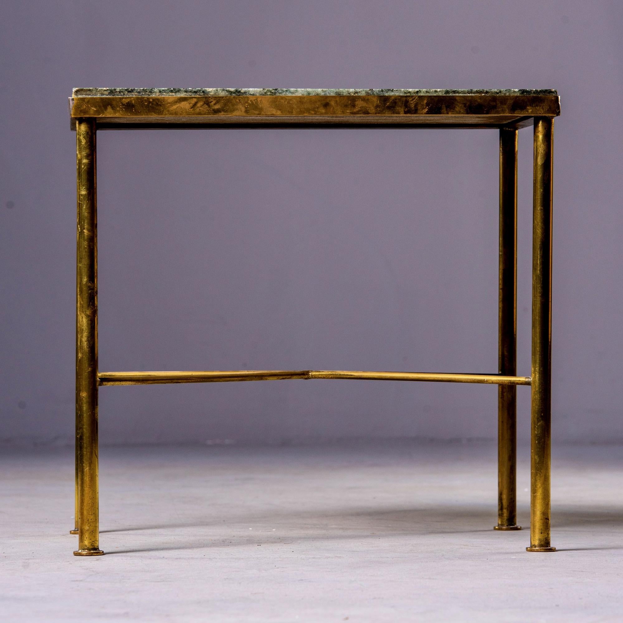 20th Century Midcentury Green Marble and Brass Side Table
