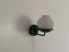 Mid-Century Green Metal and Opal Glass Wall Sconce by N Leuchten, 1960s, Germany