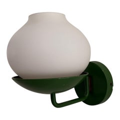 Mid-Century Green Metal and Opal Glass Wall Sconce by N Leuchten, 1960s, Germany