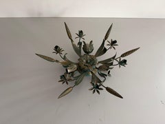 Mid-Century Green Metal Flush Mount Ceiling Lamp, 1960s, Italy