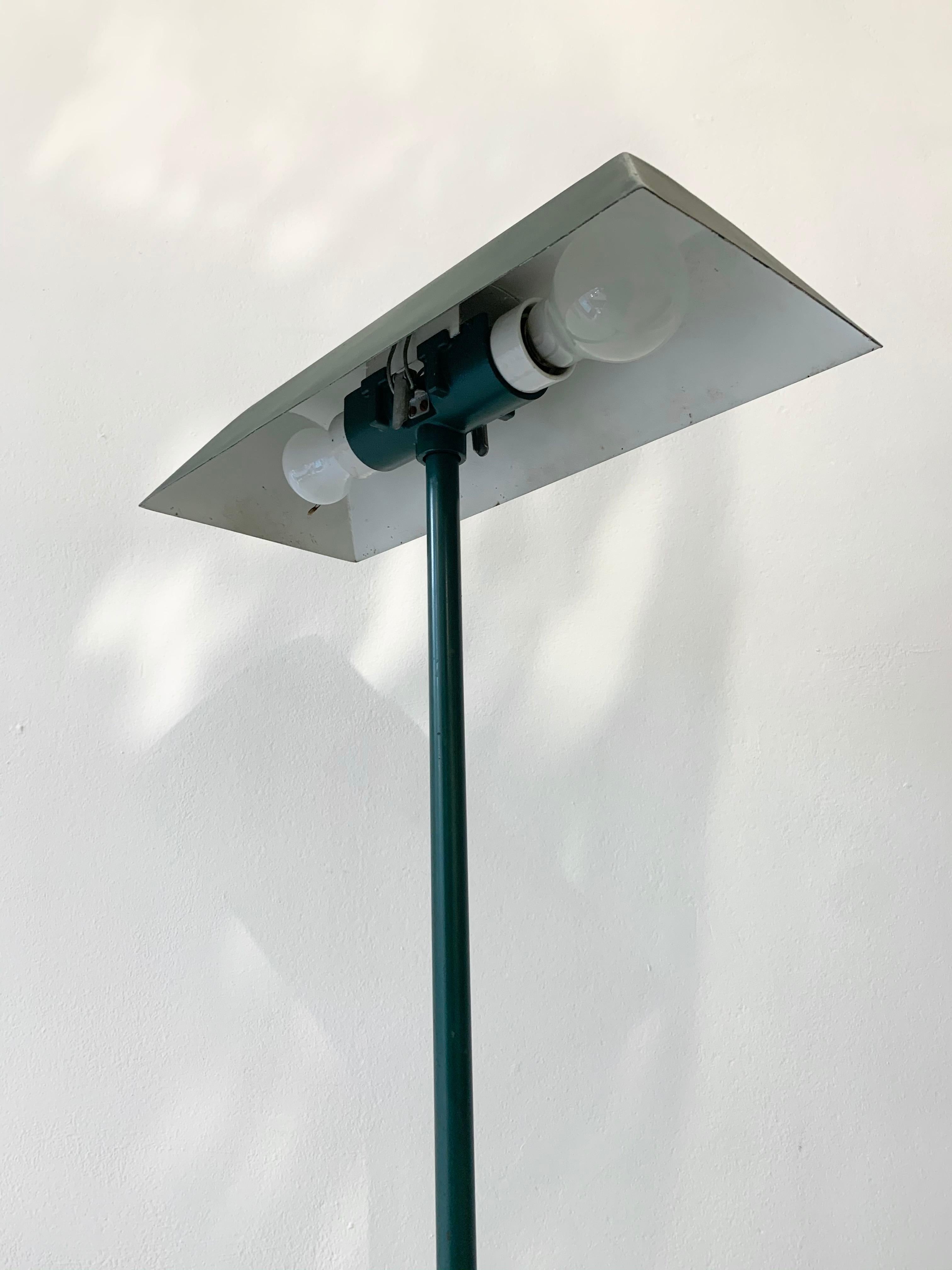 Belgian Mid-Century Green Metal Lamp, 1950s For Sale