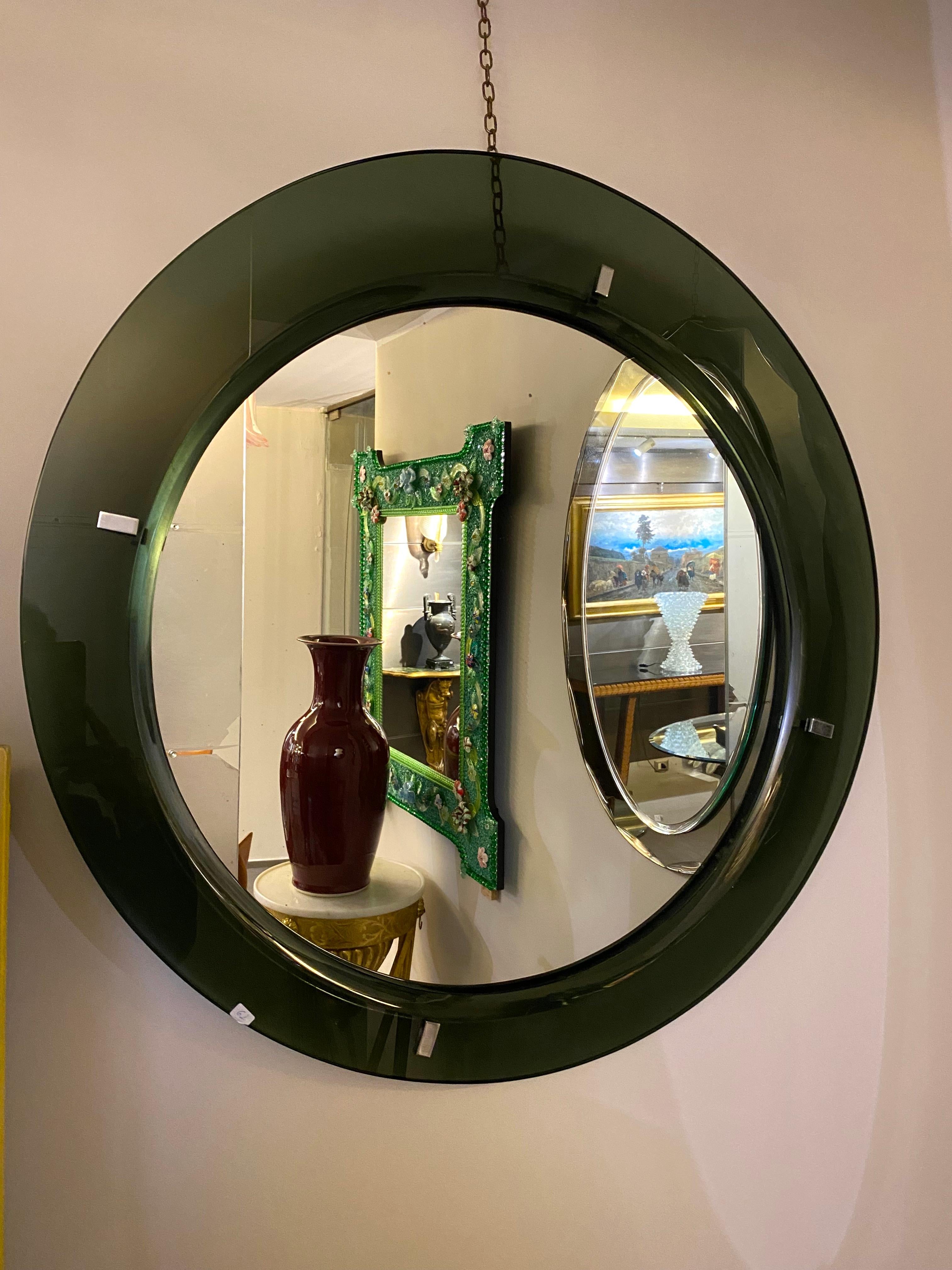 Italian Mid-Century Green Mirror Attributed to Max Ingrand for Fontana Arte, 1960s For Sale