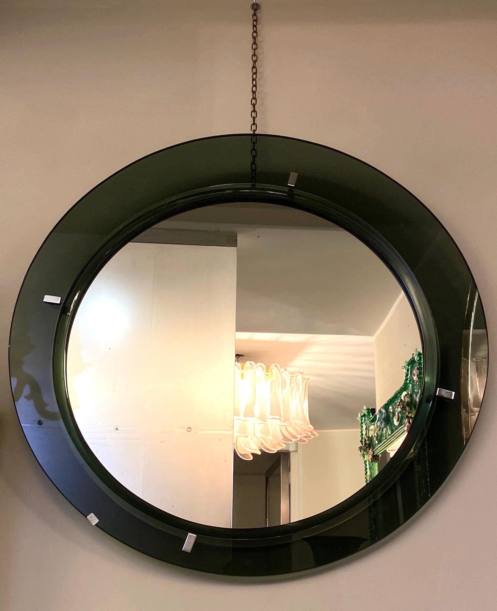 Mid-Century Green Mirror Attributed to Max Ingrand for Fontana Arte, 1960s In Good Condition For Sale In Rome, IT