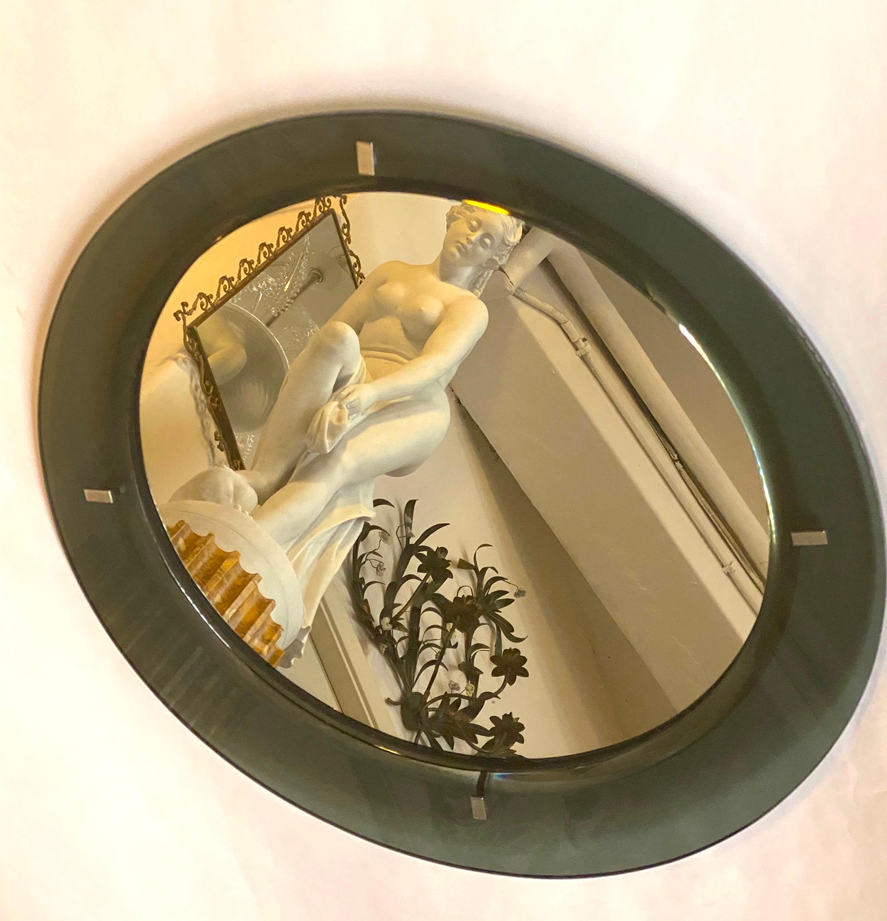 Mid-Century Green Mirror Attributed to Max Ingrand for Fontana Arte, 1960s For Sale 1