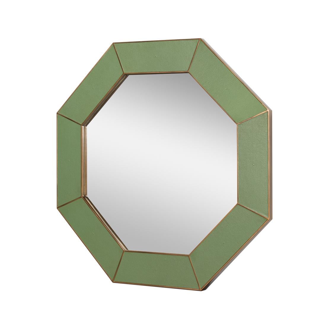 Mid-Century Modern Miroir octogonal vert du milieu du siècle dernier en vente