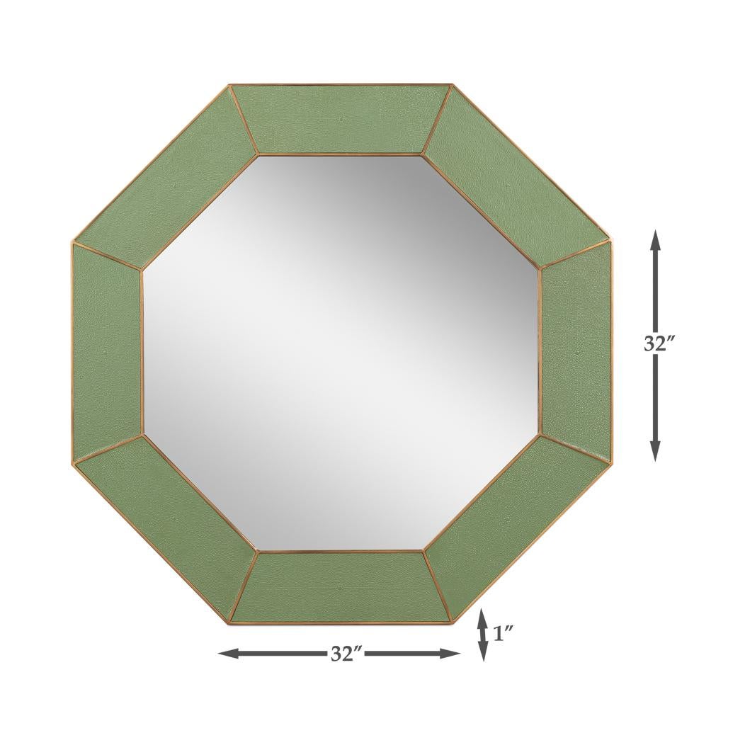 XXIe siècle et contemporain Miroir octogonal vert du milieu du siècle dernier en vente