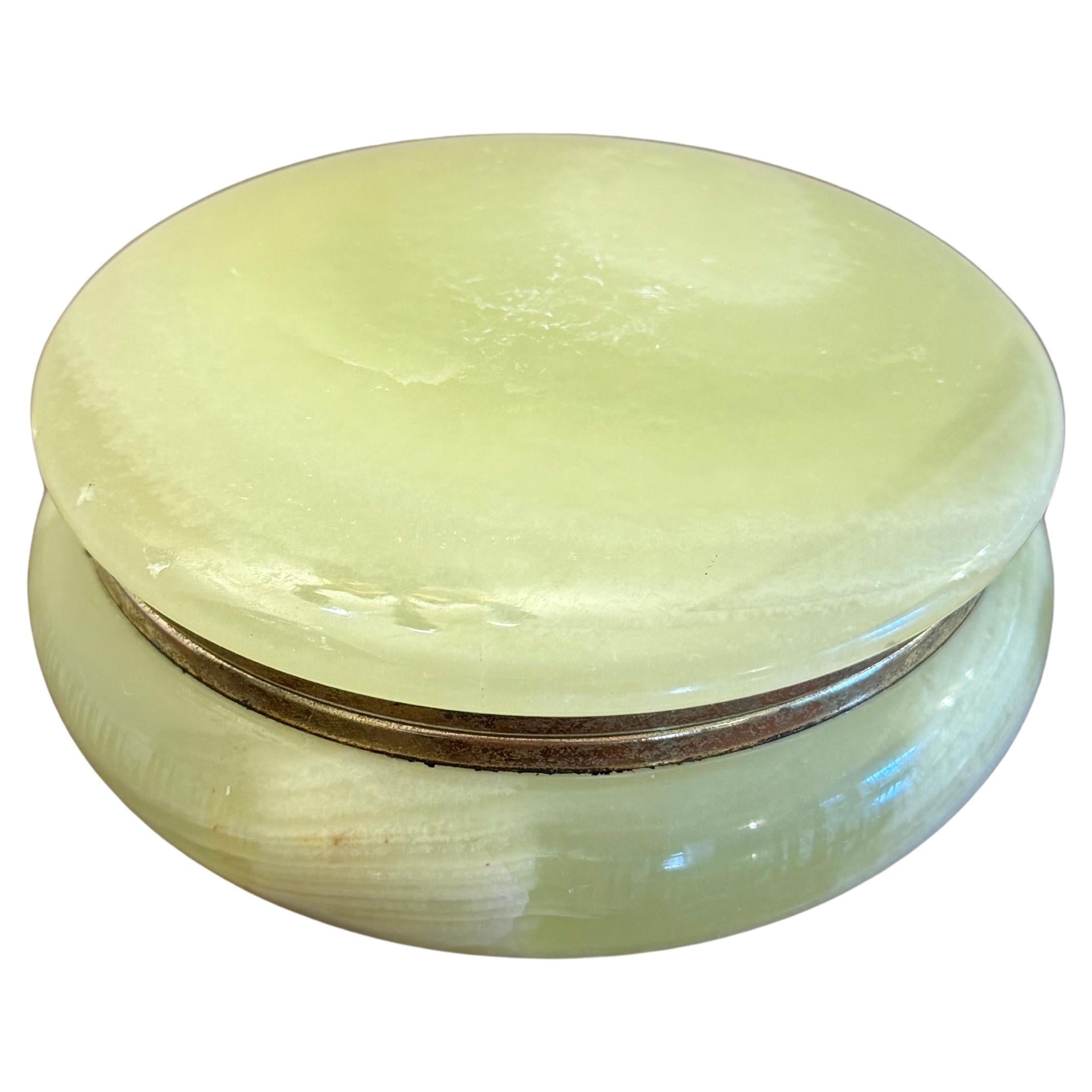 Mid-century Green Onyx Jewelry Box, 1950s For Sale