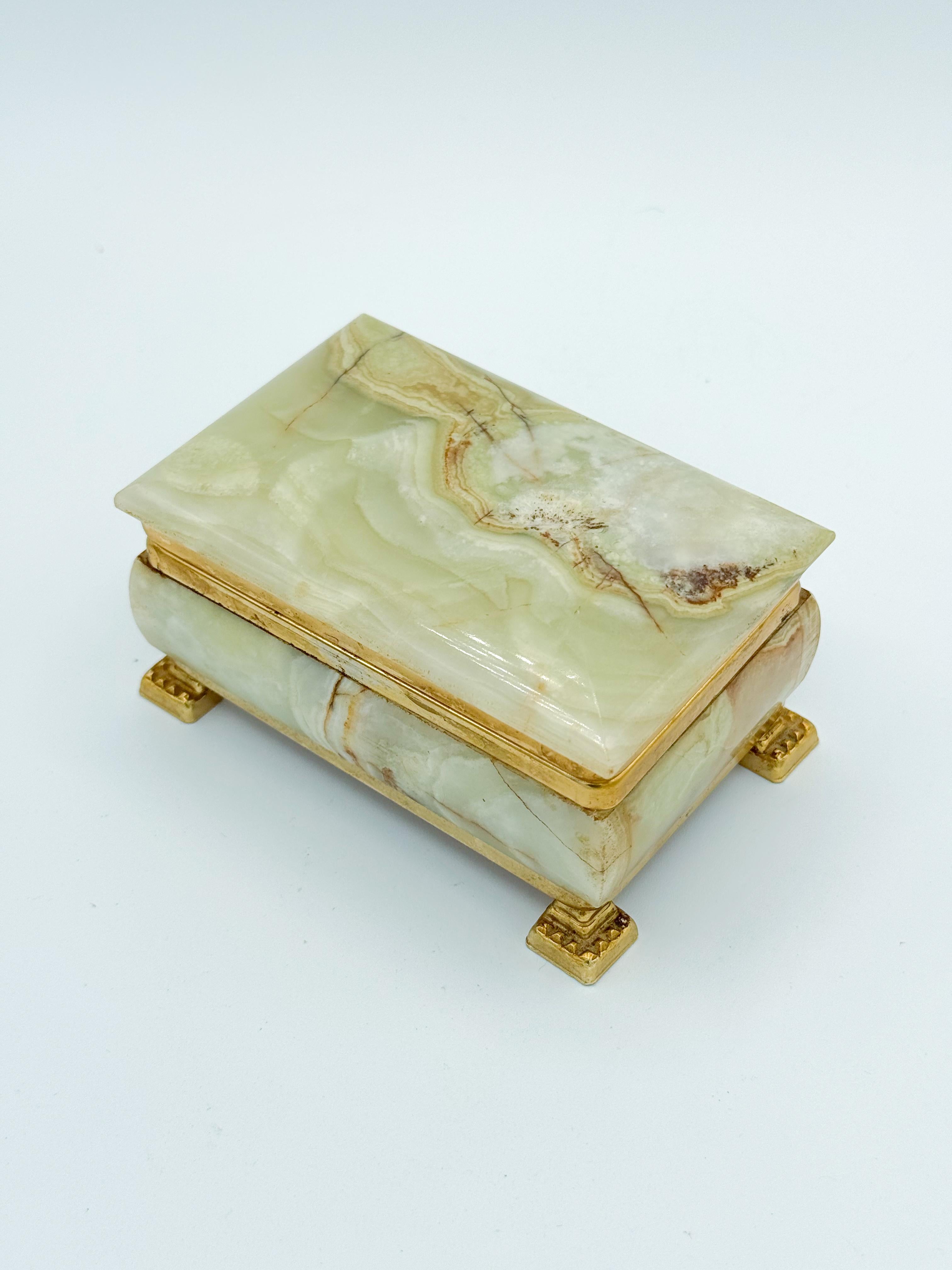 Mid-Century Modern Mid Century Green Onyx Jewelry Decoration Box