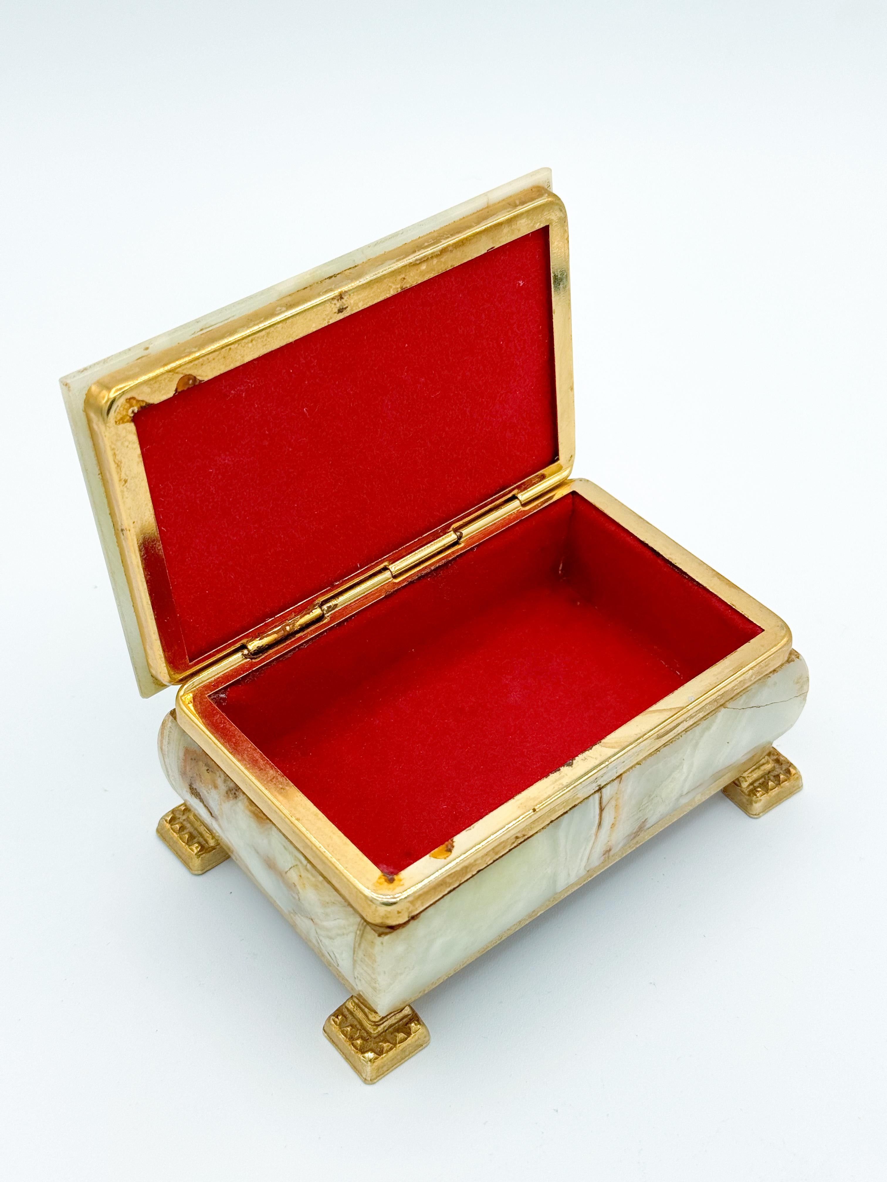Unknown Mid Century Green Onyx Jewelry Decoration Box