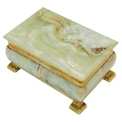 Mid Century Green Onyx Jewelry Decoration Box