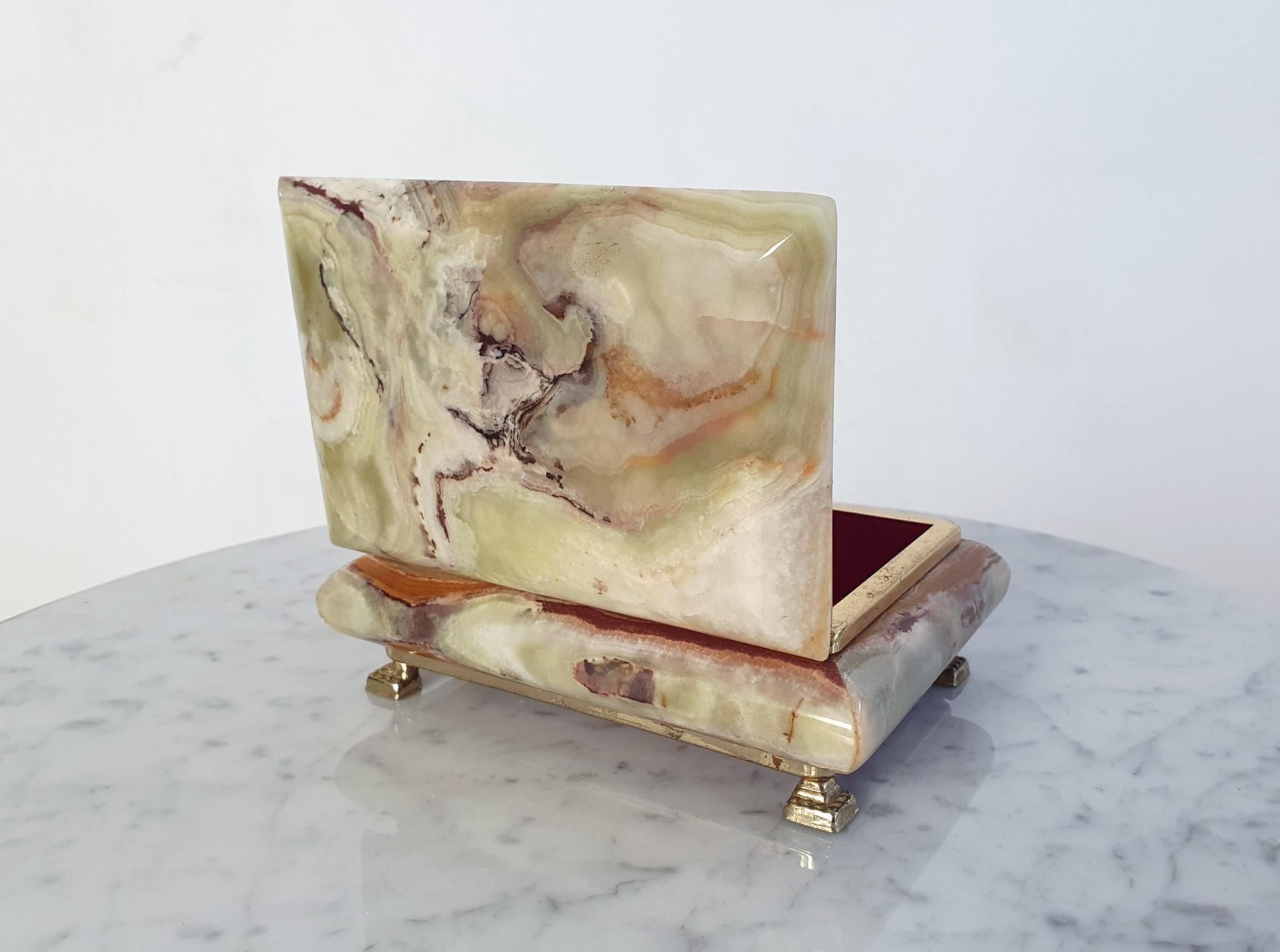 Mid-Century Modern Midcentury Green Onyx Marble Box, Italy For Sale