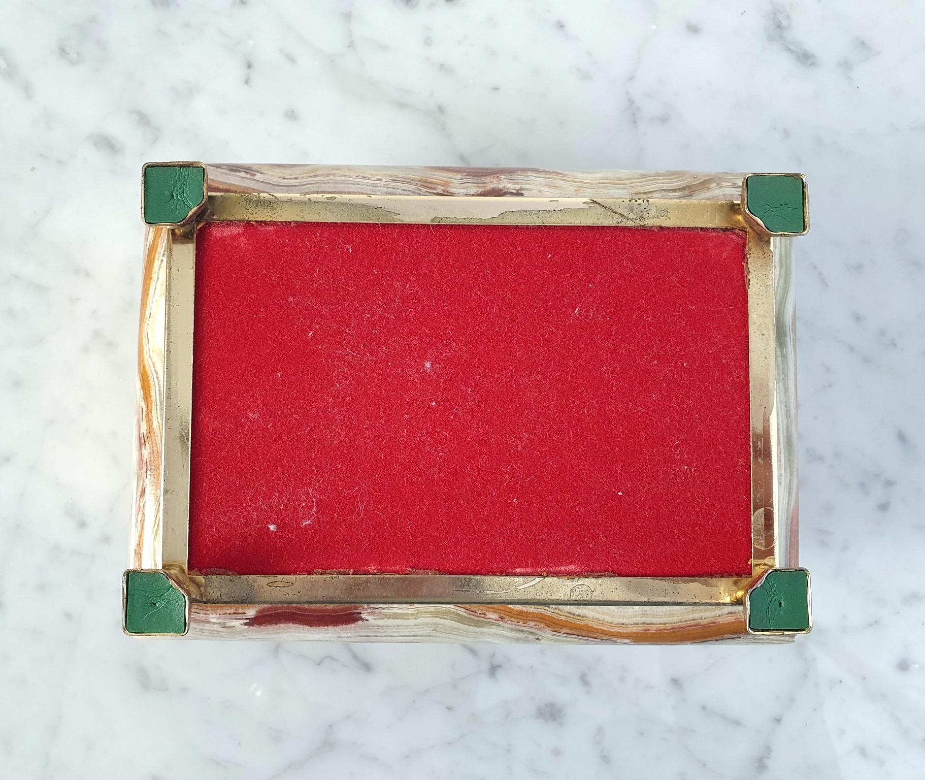 20th Century Midcentury Green Onyx Marble Box, Italy For Sale