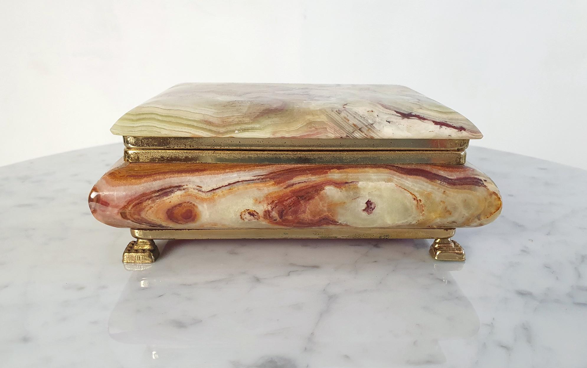 Midcentury Green Onyx Marble Box, Italy For Sale 1