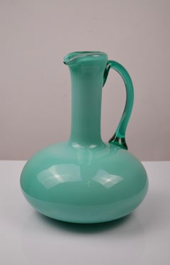 Mid-Century Green Opaline Glass Carafe