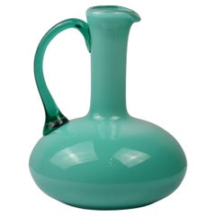 Mid-Century Green Opaline Glass Carafe