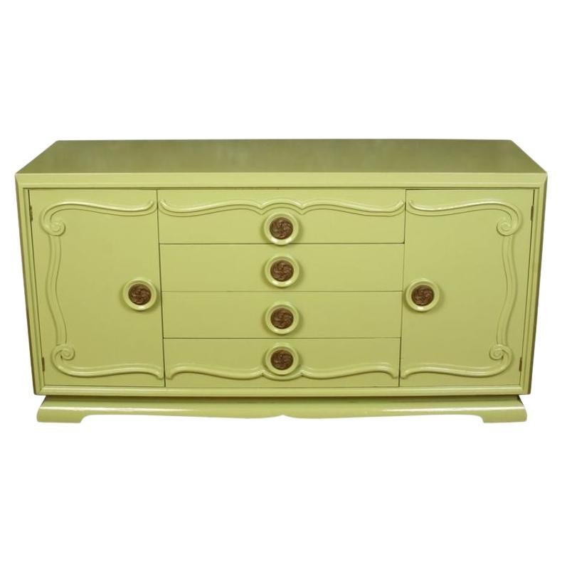 Midcentury Green Painted Credenza, circa 1960