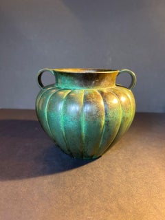 Mid Century Green Patinated Bronze Vase,  GAB Guldsmedsaktiebolaget , Stockholm