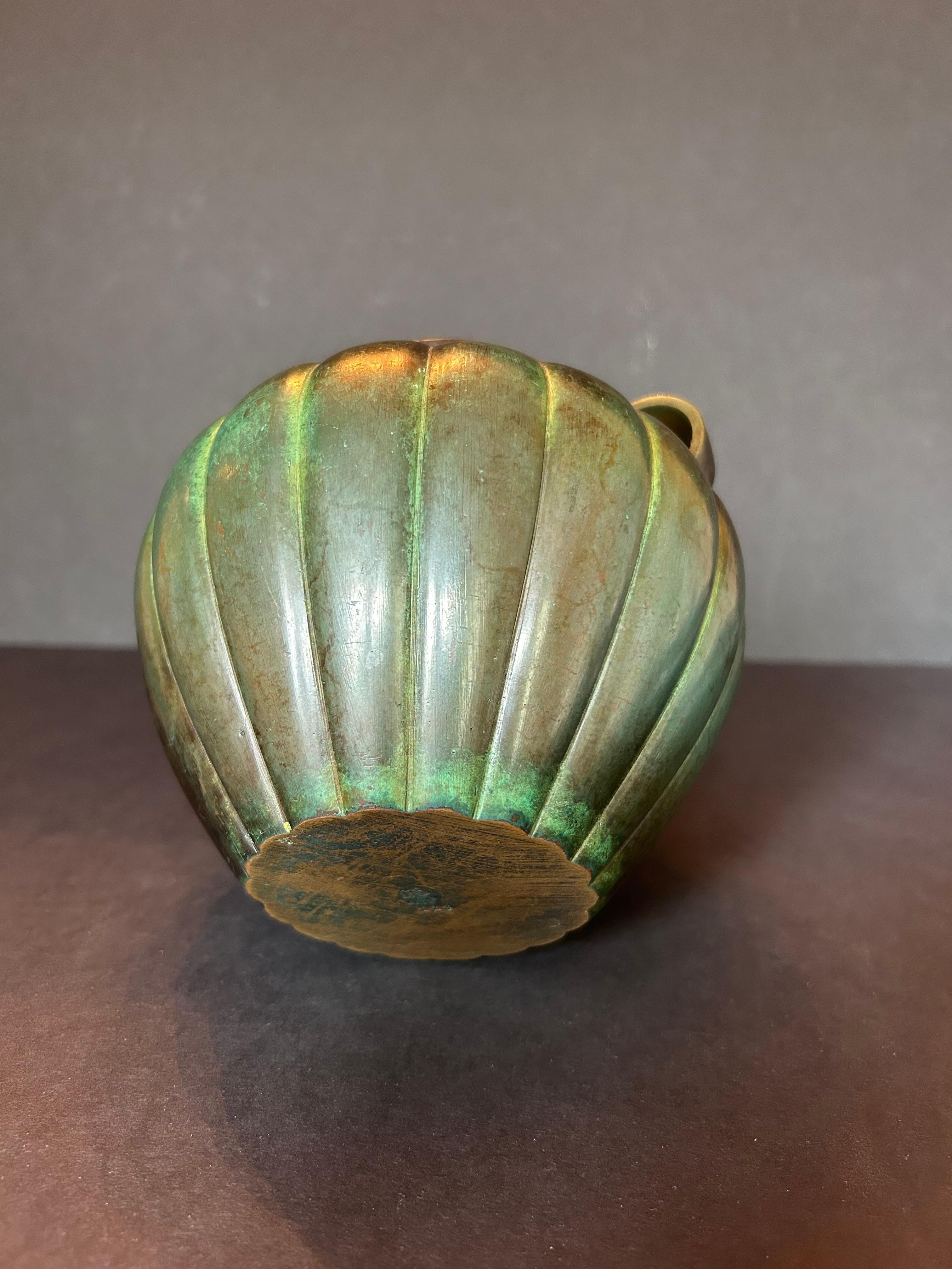 Mid Century Green Patinated Bronze Vase,  GAB Guldsmedsaktiebolaget , Stockholm In Good Condition For Sale In Toronto, CA