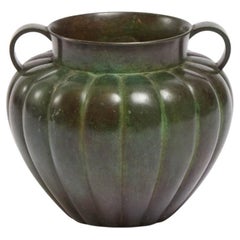 Mid Century Green Patinated Bronze Vase,  GAB Guldsmedsaktiebolaget , Stockholm