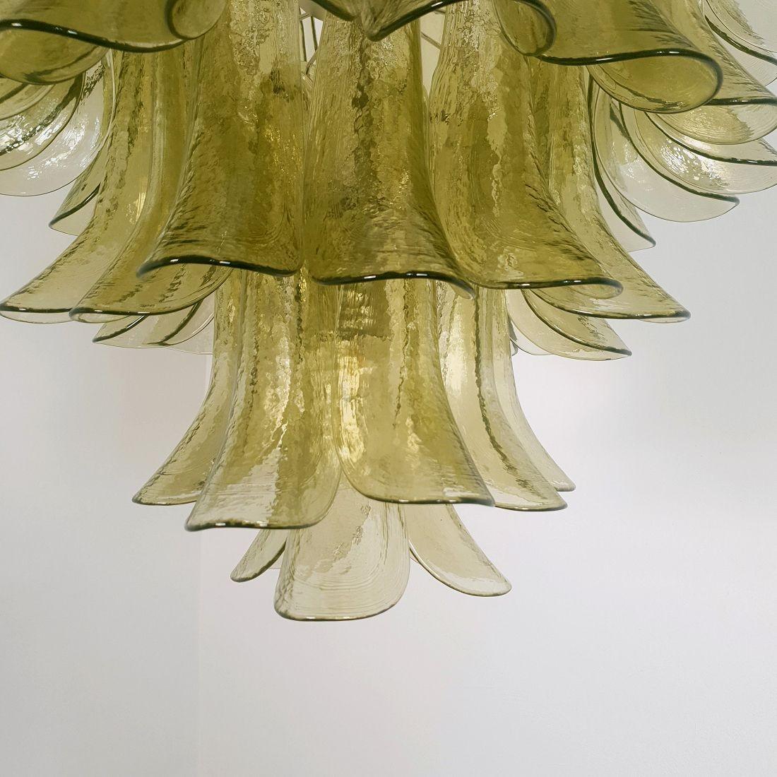 Mid Century Green Petals Murano chandelier For Sale 4