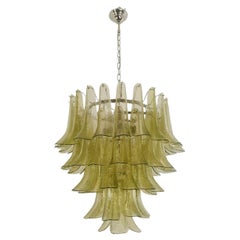 Retro Mid Century Green Petals Murano chandelier